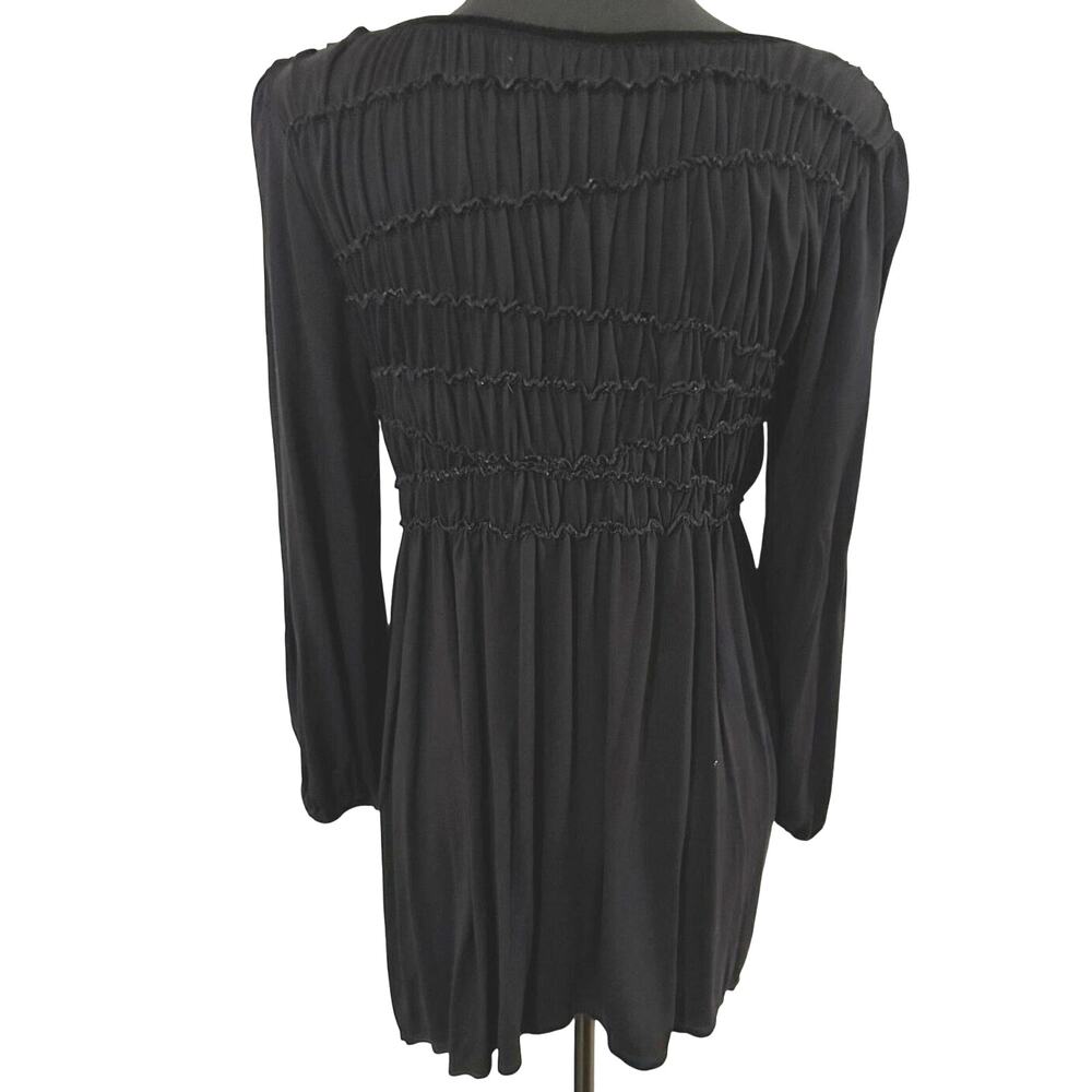 Studio M - Smocked Babydoll Tunic Blouse Black - Extra Large - Picture 5 of 9